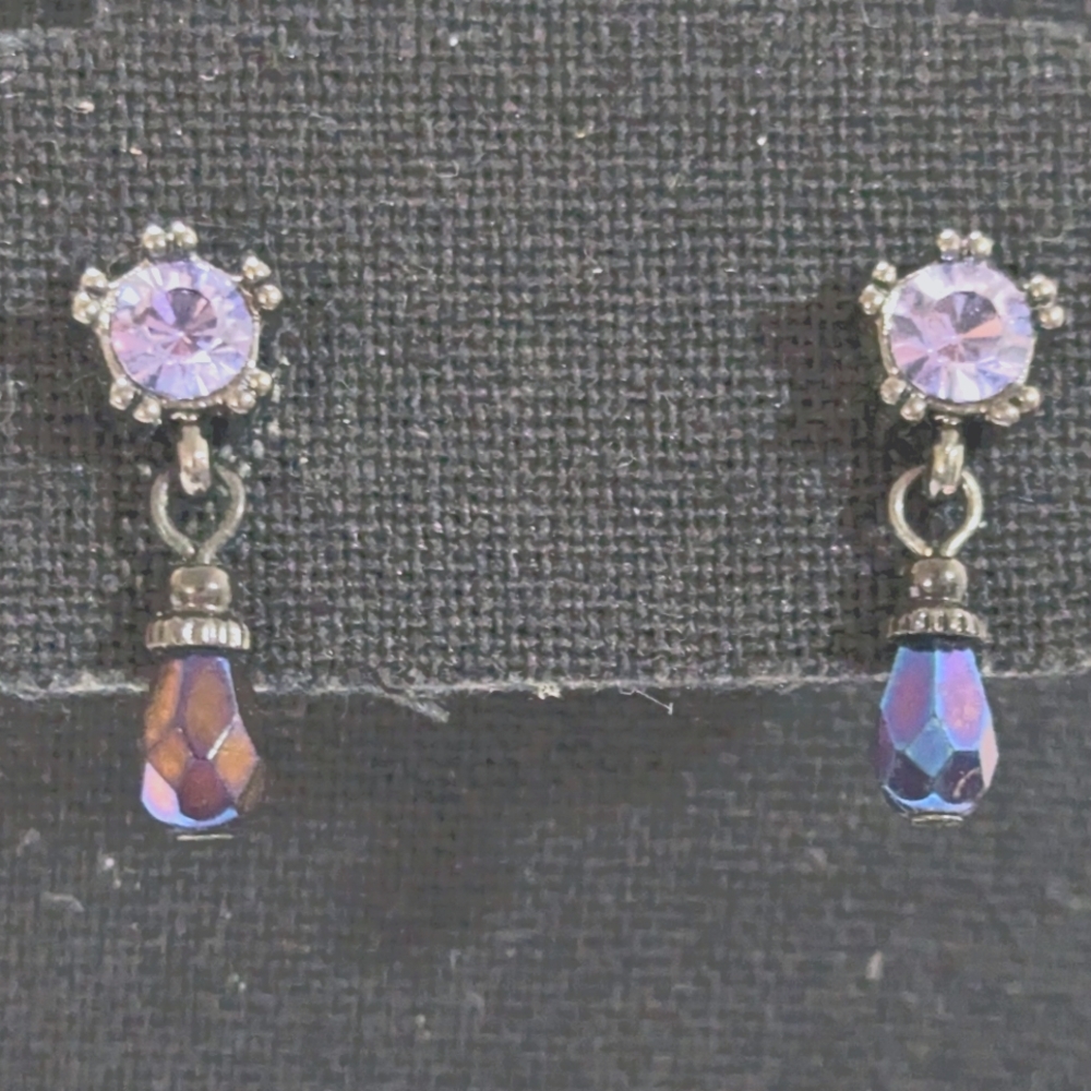 Purple Dangle Pierced Earrings